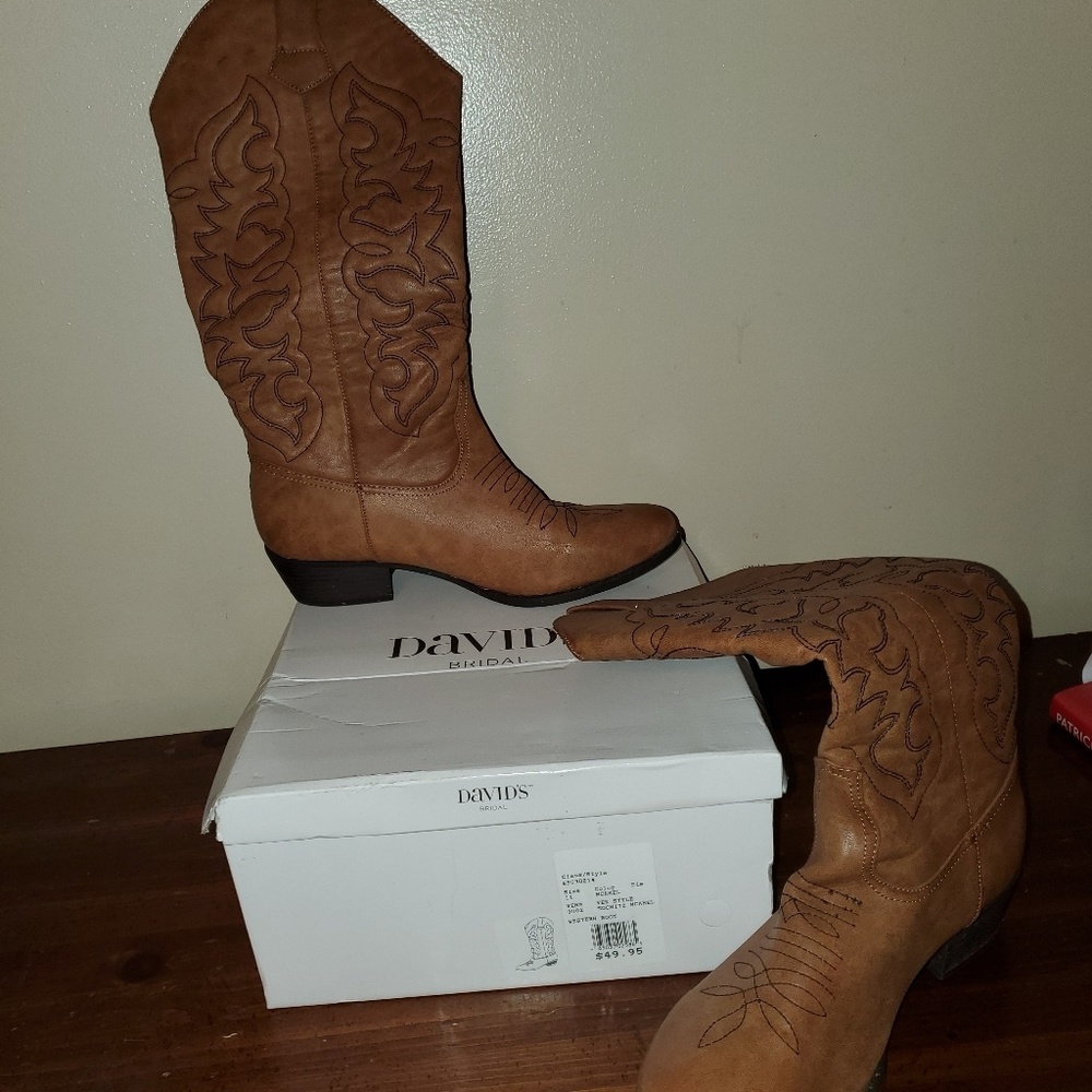 David's Bridal cowboy boots